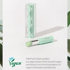 YNM Fresh Green Lip Balm vegan fragrance-free status banner