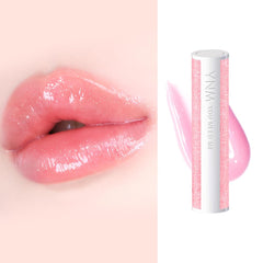 Swatch of YNM Pink Sparkle showing buildable sheer color