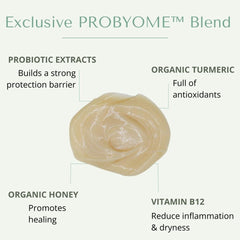 Yobee conditioner jar shows organic honey and turmeric ingredients