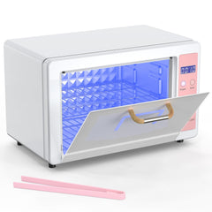 Yofuly 10L sterilizer cabinet front view showing compact design for salons.