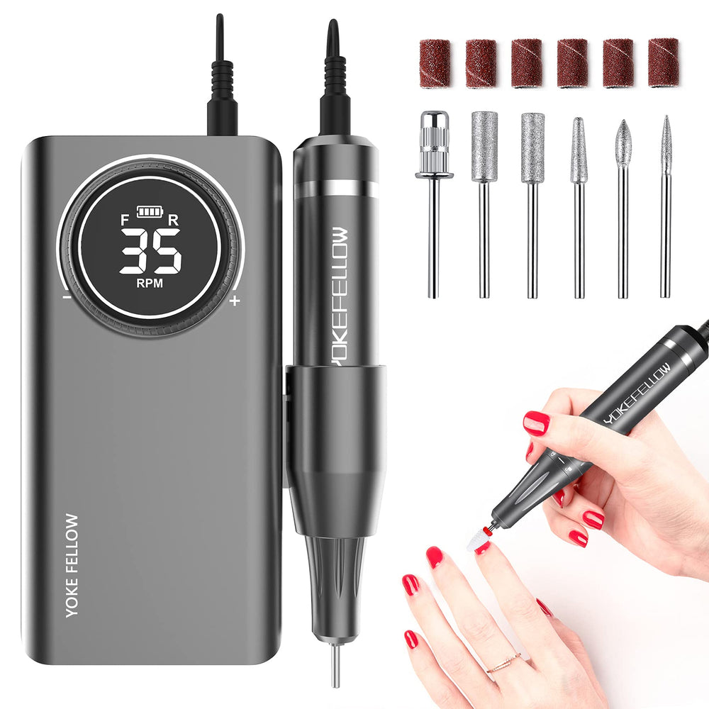 YOKE FELLOW nail drill with RPM display for precise speed control in salons.