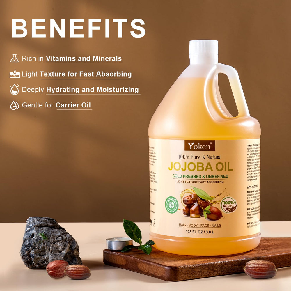 Yoken Jojoba Oil single-ingredient purity for skin and hair care.