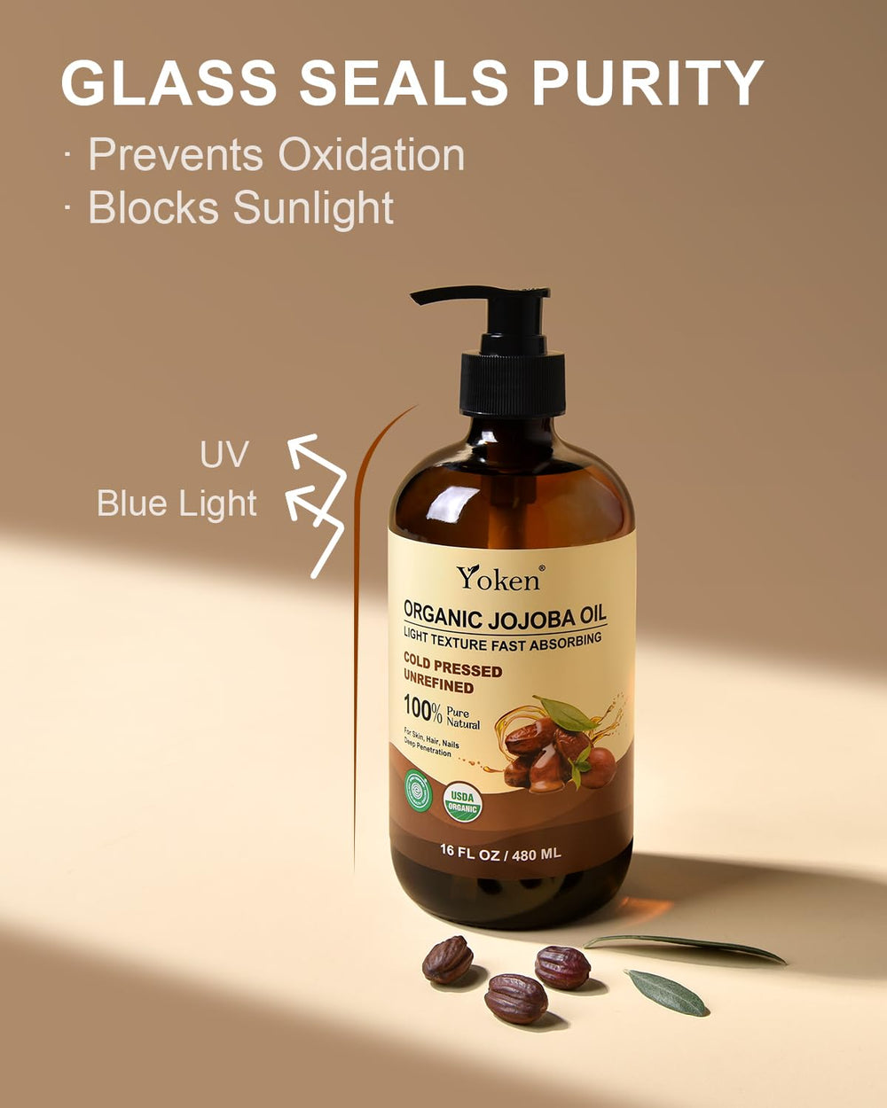 Yoken jojoba oil on skin demonstrates quick absorption and light feel.