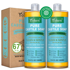 Yoken Pure Castile Soap unscented bottle for versatile cleansing at home