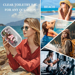 YOOLIFE Clear cosmetic bag demonstrating ample storage capacity for travel essentials.