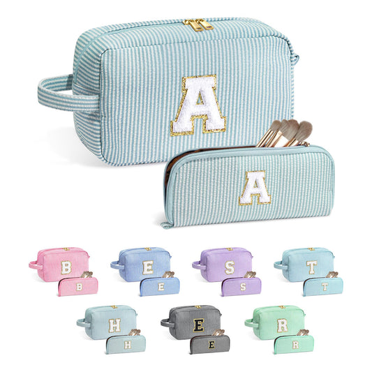 YOOLIFE monogram green makeup bag front view keeps essentials organized