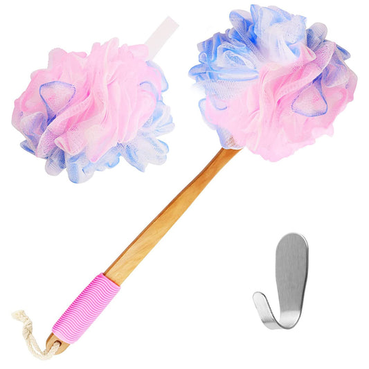 Yoove back scrubber with wooden handle for easy reach