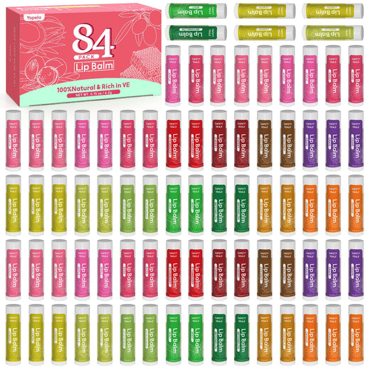 Yopela 84-pack lip balms in bulk packaging front view for easy gifting.