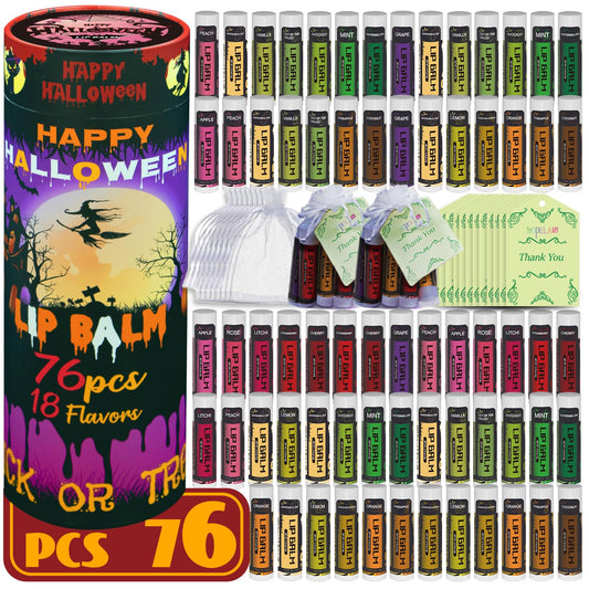 Yopela Halloween lip balm bulk pack front view with festive packaging for gifting