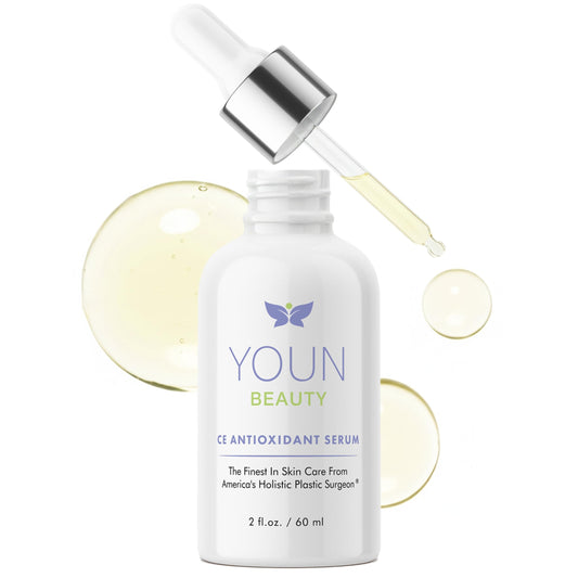 YOUN Beauty vitamin C serum bottle with 20% stable vitamin C for potential brightness