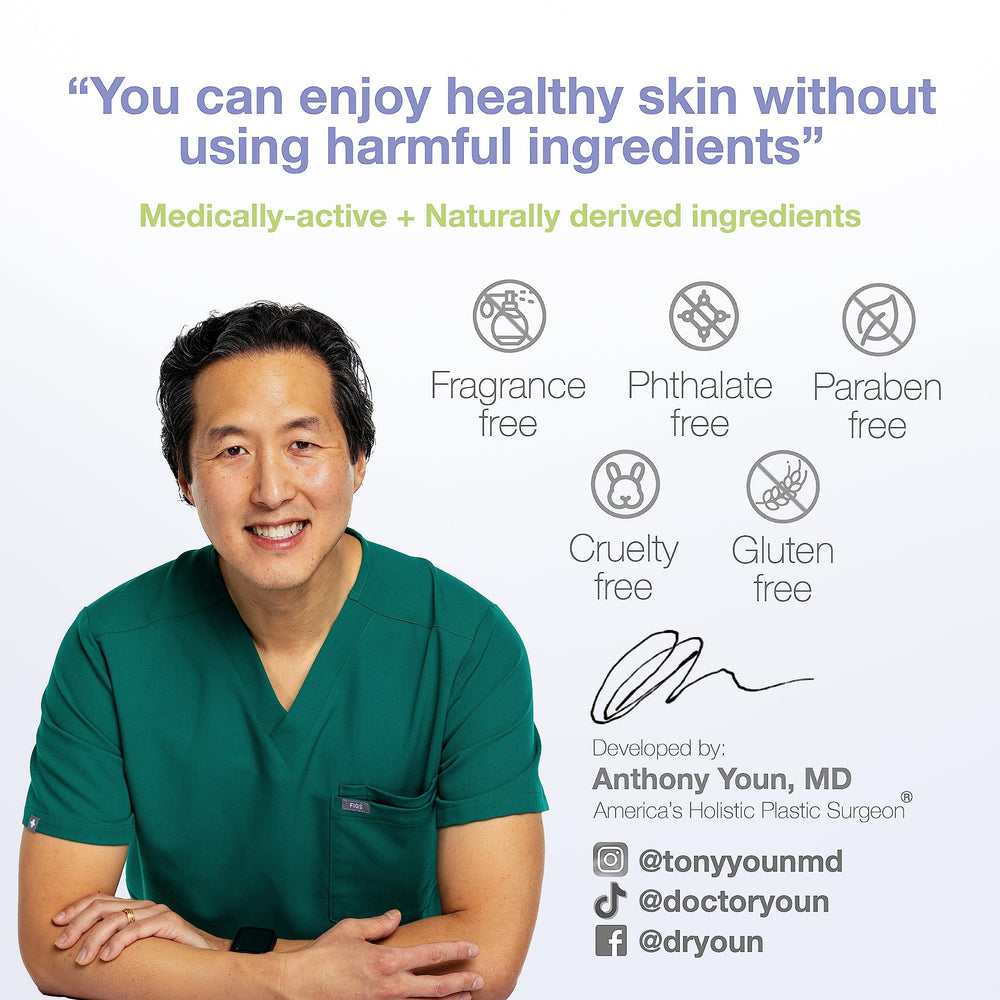 YOUN Beauty Calming Antioxidant Moisturizer application spread demonstrating quick absorption and non-greasy finish.