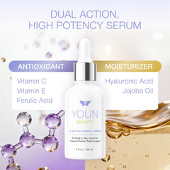 YOUN Beauty antioxidant blend with ferulic acid and vitamin E supports skin defense