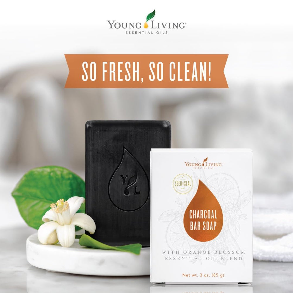 Young Living Charcoal Bar Soap body wash cleanses gently for balanced skin.