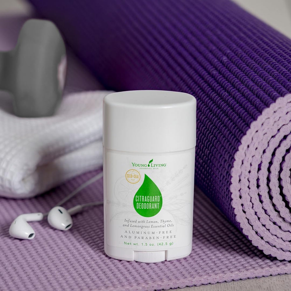 Young Living CitraGuard product shot emphasizing moisture-absorbing powder texture.