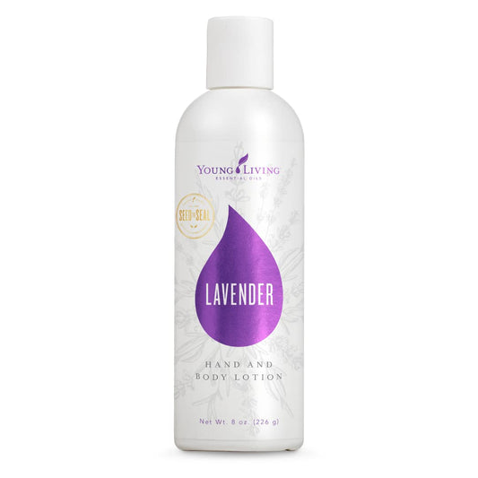 Young Living Lavender Hand & Body Lotion bottle front shows sleek packaging for daily nourishment