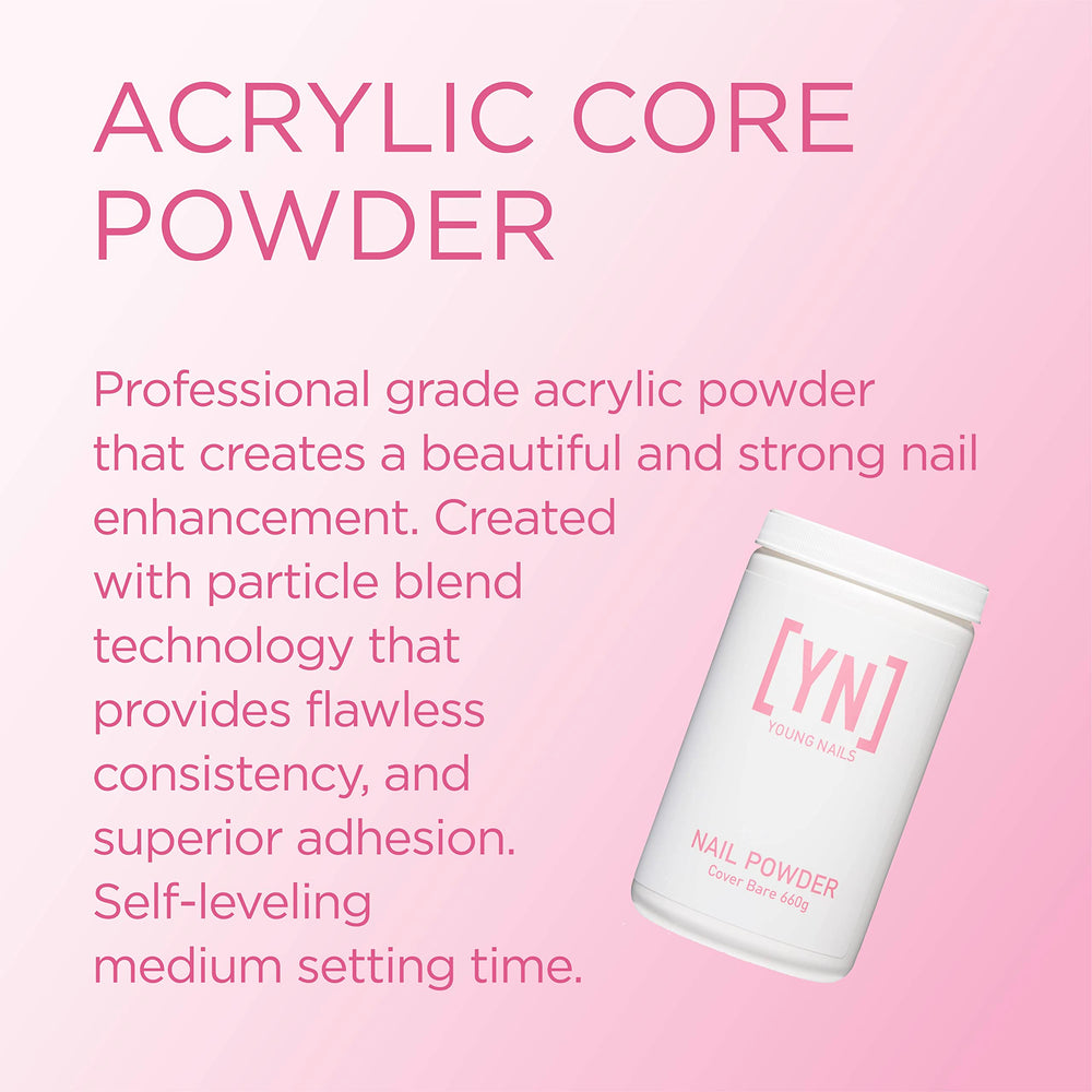 Young Nails Acrylic Core Powder nude collection swatch for seamless overlays