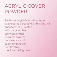Young Nails Acrylic Cover Powder swatch cards display natural nude tones with easy blendability.
