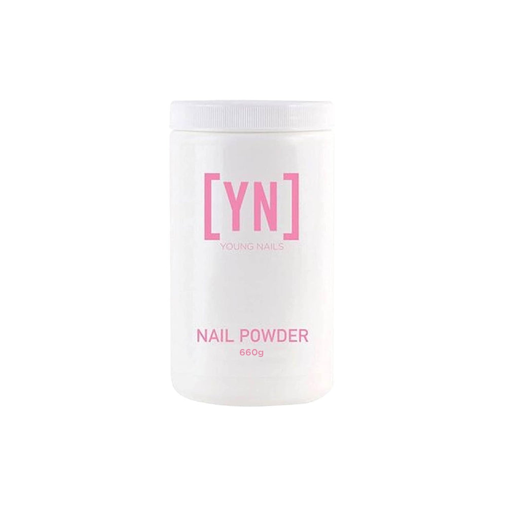 Young Nails Acrylic Cover Powder self-leveling for a flawless nail extension finish.