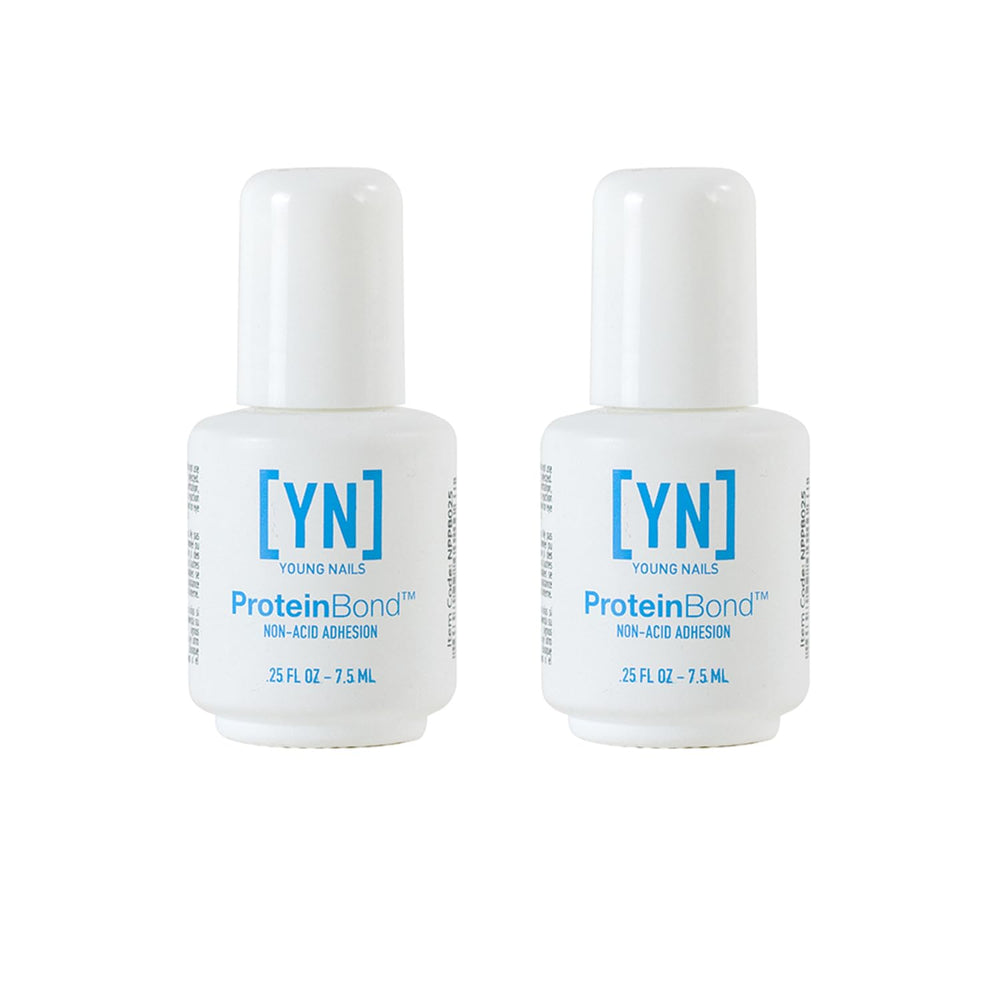 Young Nails Nail Protein Bond bottle demonstrates non-acidic adhesion for a stable nail foundation.