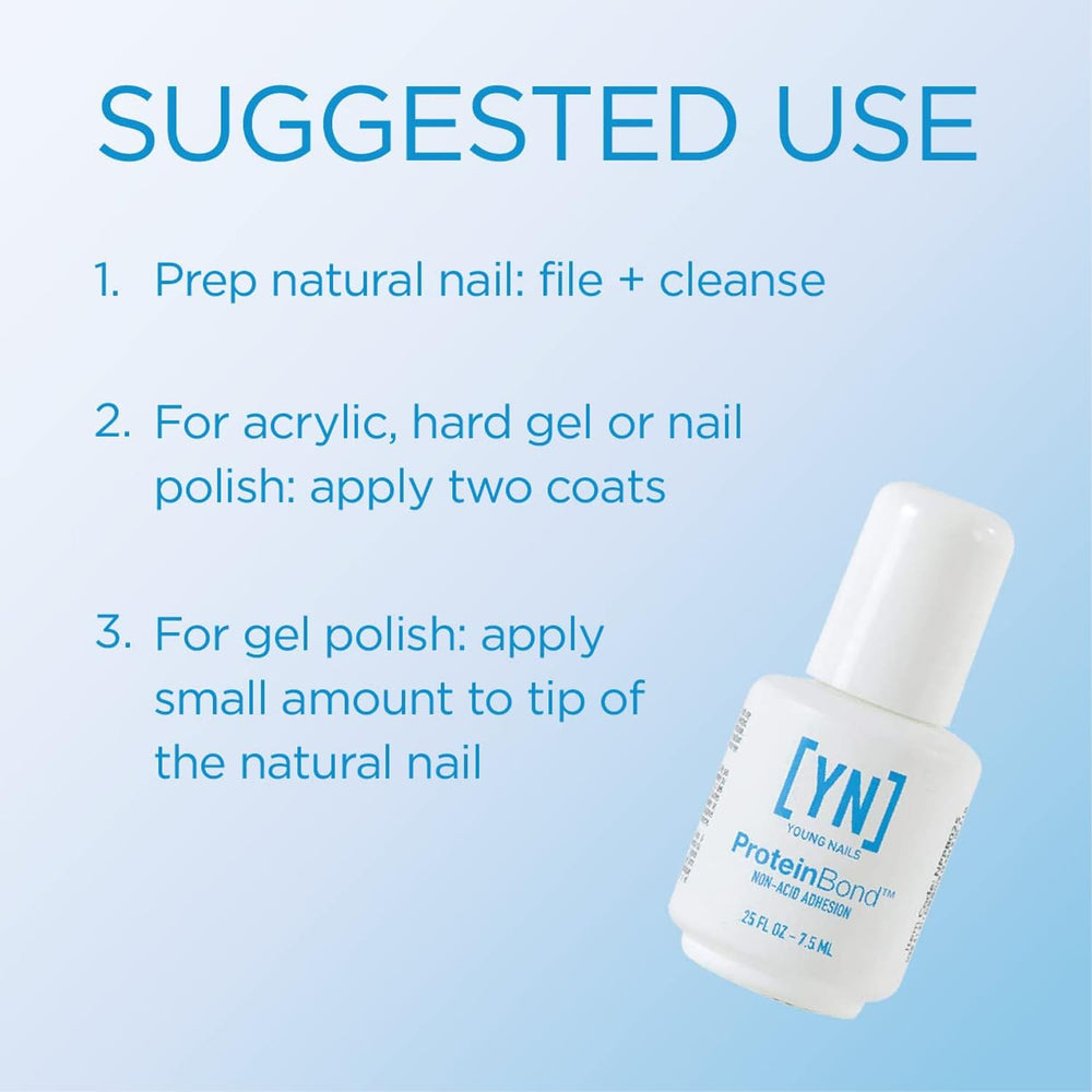 Young Nails Nail Protein Bond keratin adhesion supports durable nail gel and polish anchoring.