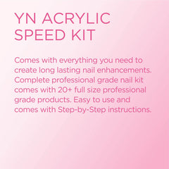 Young Nails Pro Kit Speed liquid and powders enable smooth, quick acrylic application.