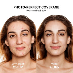 Y'OUR tinted moisturizer blended on the cheek for natural, even tone