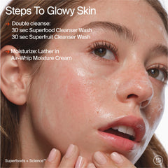 Youth To The People Cleanser close-up bottle highlighting gentle foam texture.