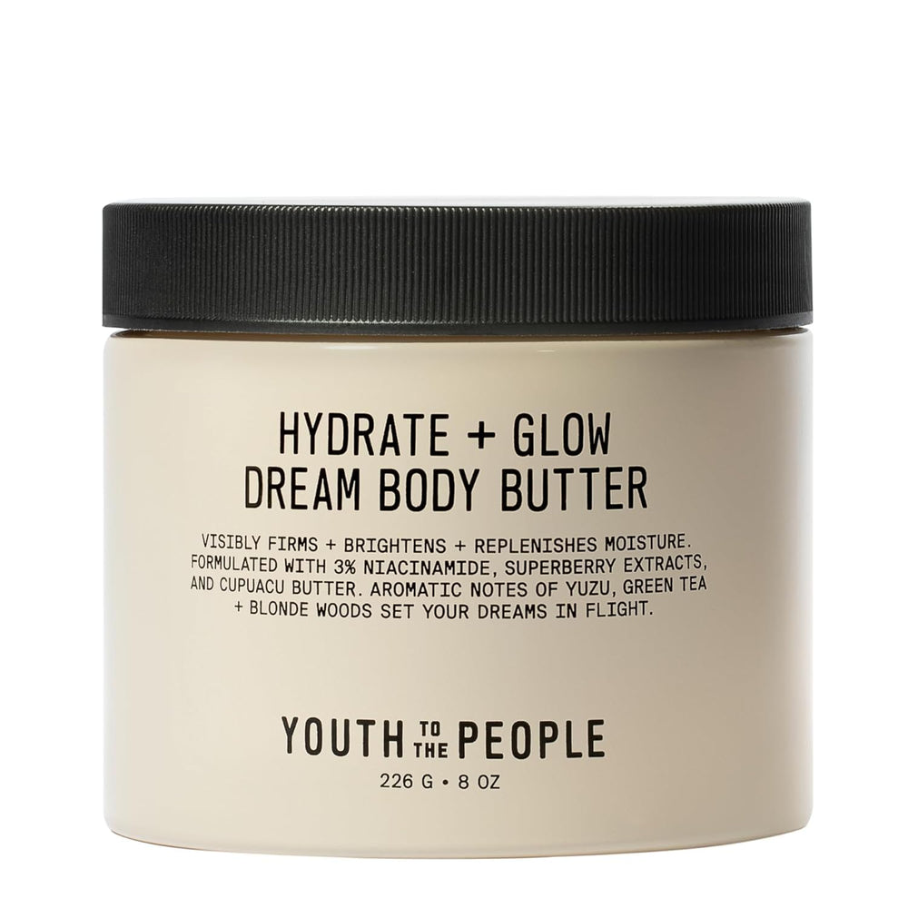 Youth To The People Superberry Hydrate + Glow Dream Body Butter bottle ready for daily hydration.