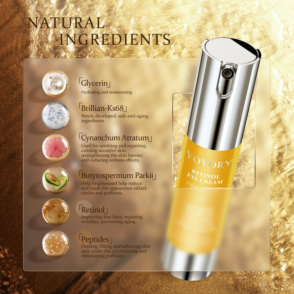 YOYORY Retinol Under Eye Cream jar highlighting rich texture and targeted under-eye care