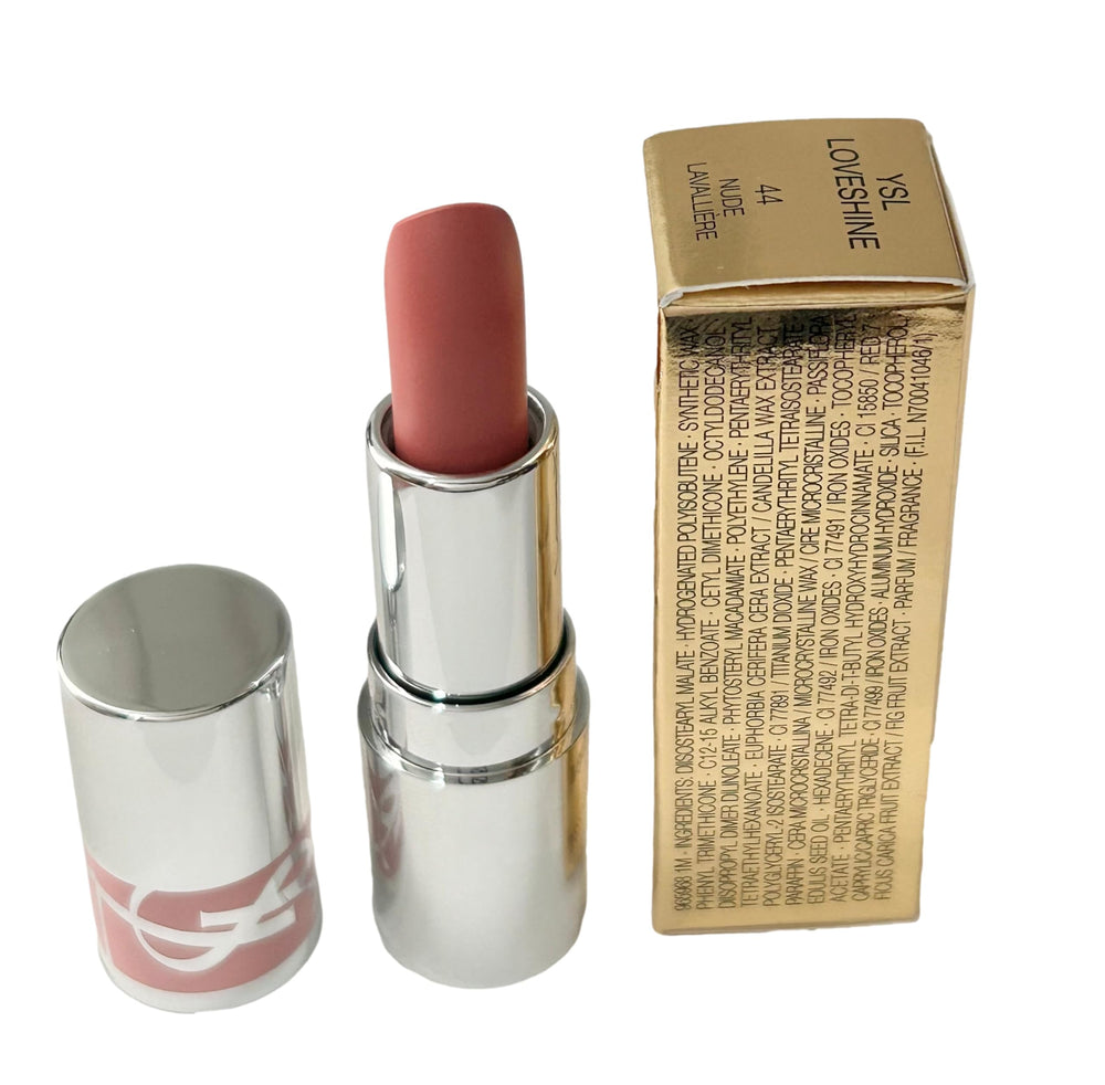 Close up of YSL Loveshine Nude Lavalliere mini showing creamy texture and soft glow
