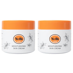 Yu-Be Moisturizing Skin Cream jar showing deep hydration with a non-greasy finish.