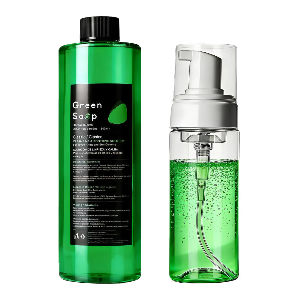 Yuelong green soap bottle 16.9oz for reliable studio prep and clean sessions.