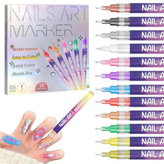 Yueur 12 colors nail art pens set for vibrant DIY designs at home.