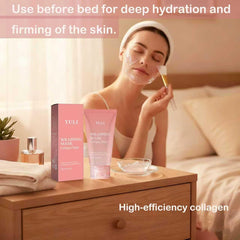 YULI collagen night wrap mask hydrates skin for a refreshed look.