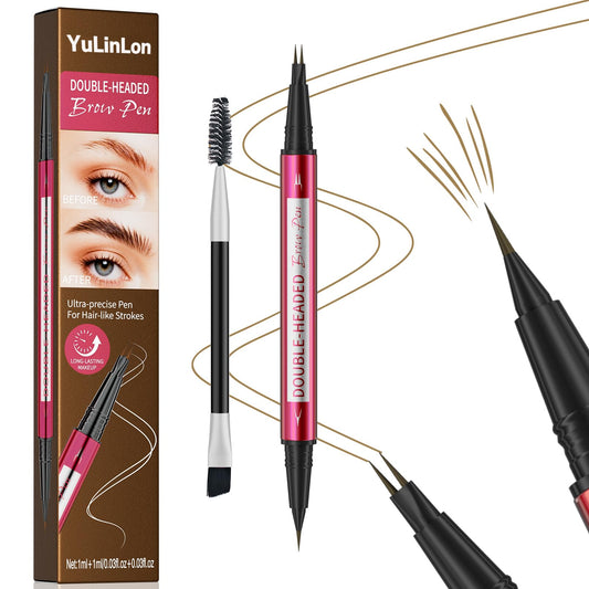 Yulinlon double-headed brow pen dual-tip for precise hair-like strokes.