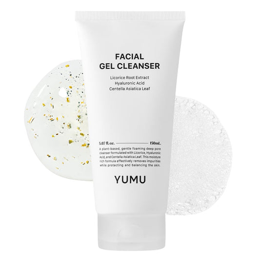 YUMU Licorice Deep Pore Cleanser bottle showing gentle cleansing action.