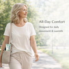 Healora being used on an under-bust fold for chafing prevention.