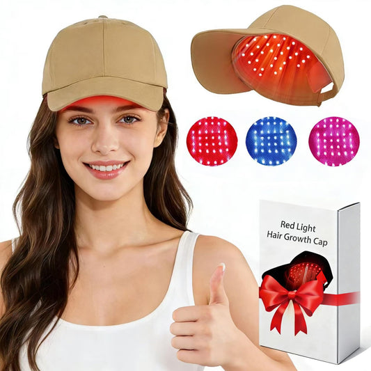 Yuxian Red Light Hair Growth Cap front view shows lightweight comfort for daily use.
