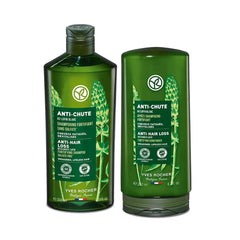 Yves Rocher Anti-Hair Loss Duet bottles with lupine extract for stronger, more resilient hair