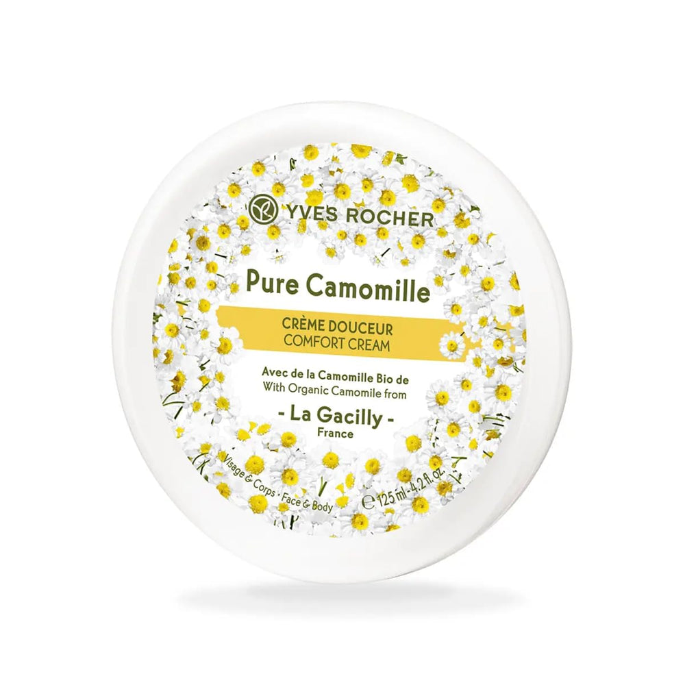 Yves Rocher Pure Calendula regenerating cream bottle for daily moisture and comfort.
