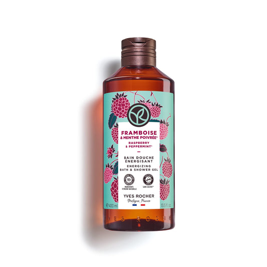 Yves Rocher Raspberry Peppermint Energizing Gel bottle for daily cleansing