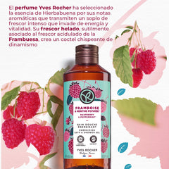 Yves Rocher Raspberry Peppermint Energizing Gel fragrance blends raspberry and peppermint for a refreshing shower