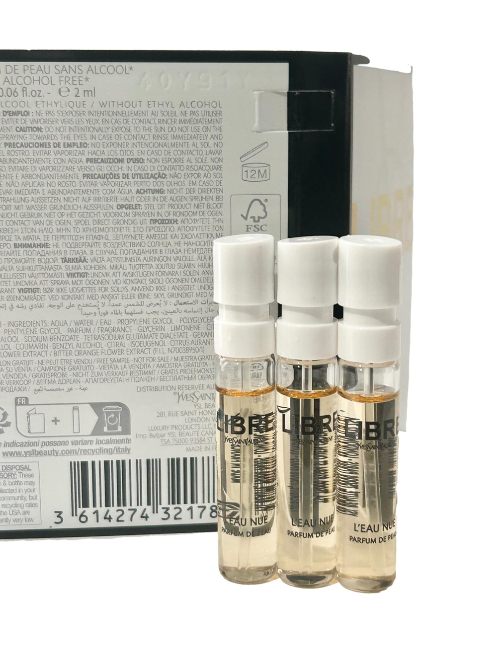 Yves Saint Laurent Libre L'Eau Nue sample set packaging for easy storage.