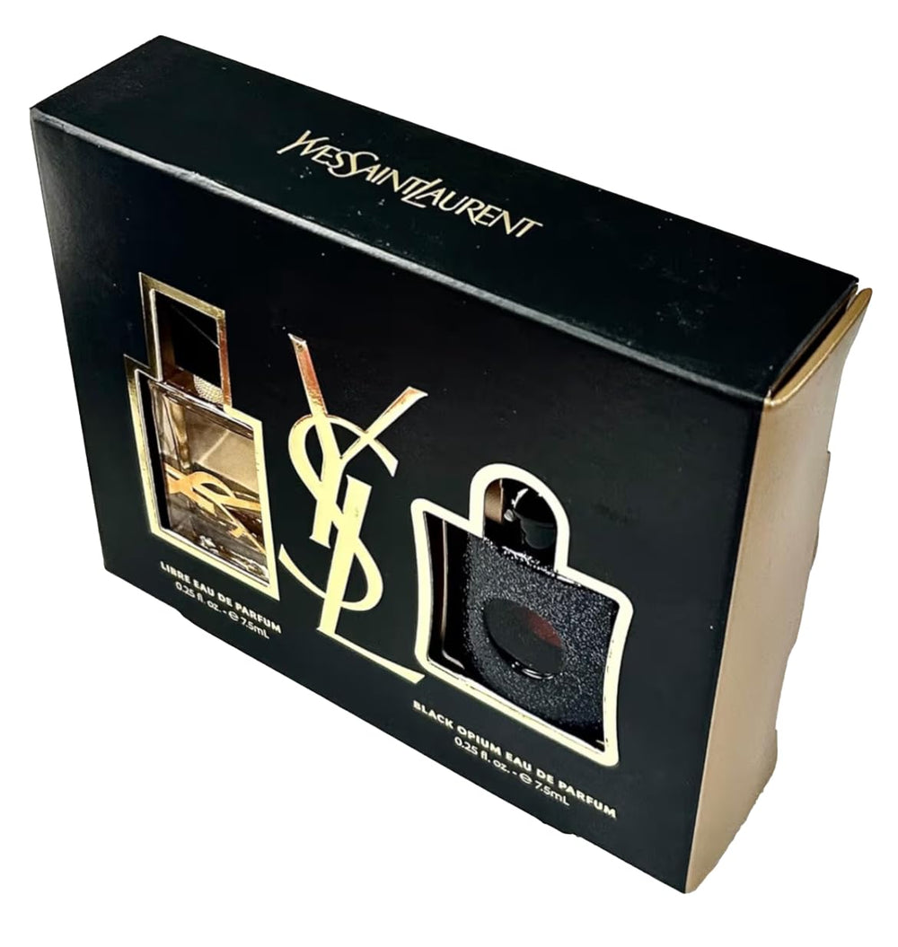 YSL mini perfume bottles inside view, ready for sampling.