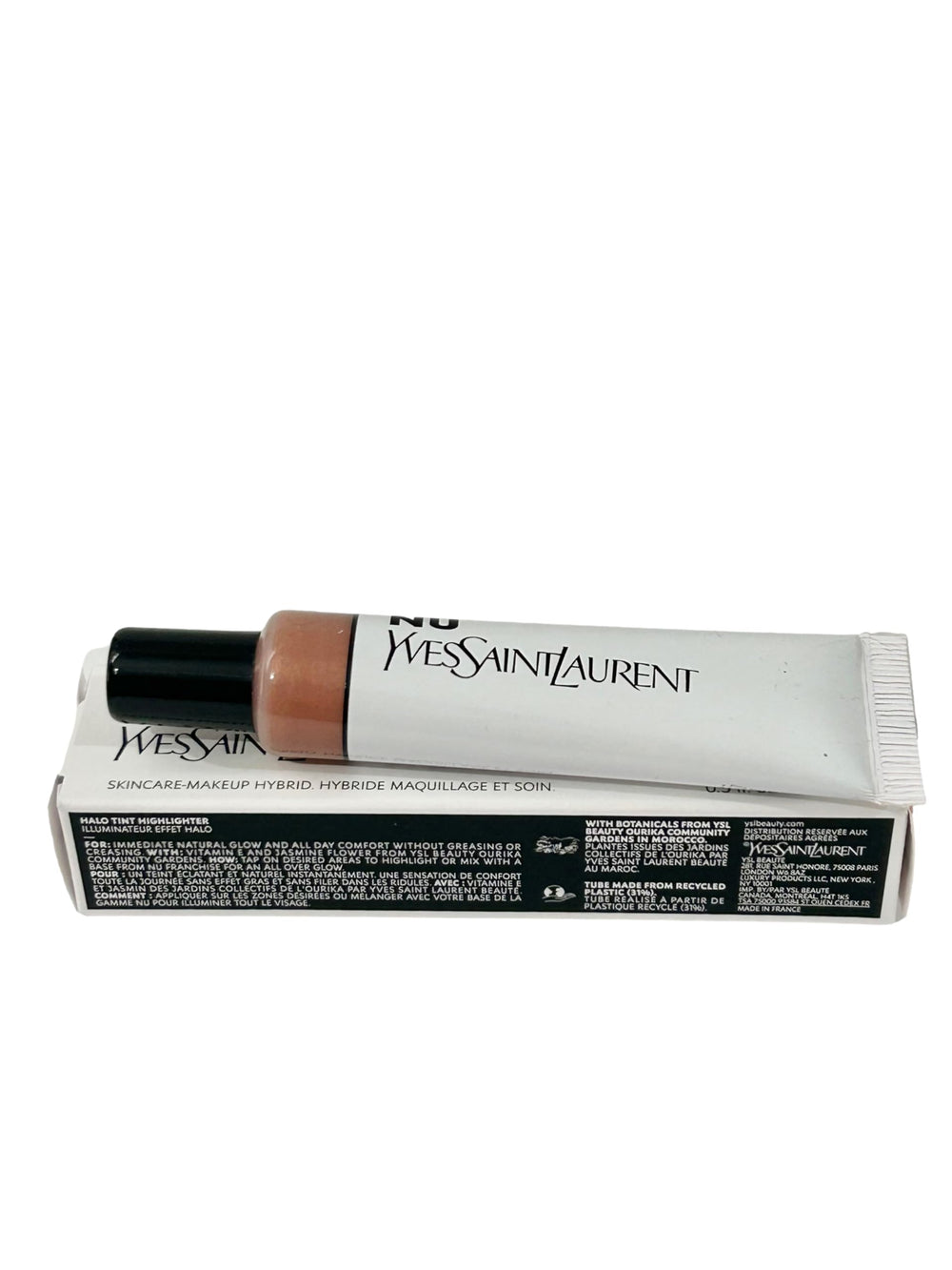 YSL Nu Gold Halo Tint Highlighter applied to cheek for soft radiance