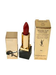 YSL Rouge Pur Couture Muse lipstick bullet shows bold red for confident looks.