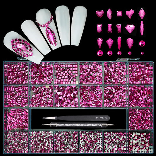 Yzzseven rose pink diamonds in 700 shapes for subtle nail art sparkle