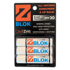 Z Blok lip balm SPF 30 application shows smooth coverage and hydration.