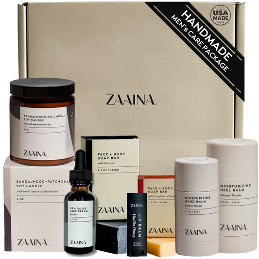 ZAAINA men's care package front view showing full spa set for him.