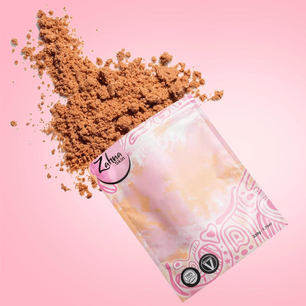 Zahna Skin Pink Himalayan Salt Scrub ideal before self-tan prep.